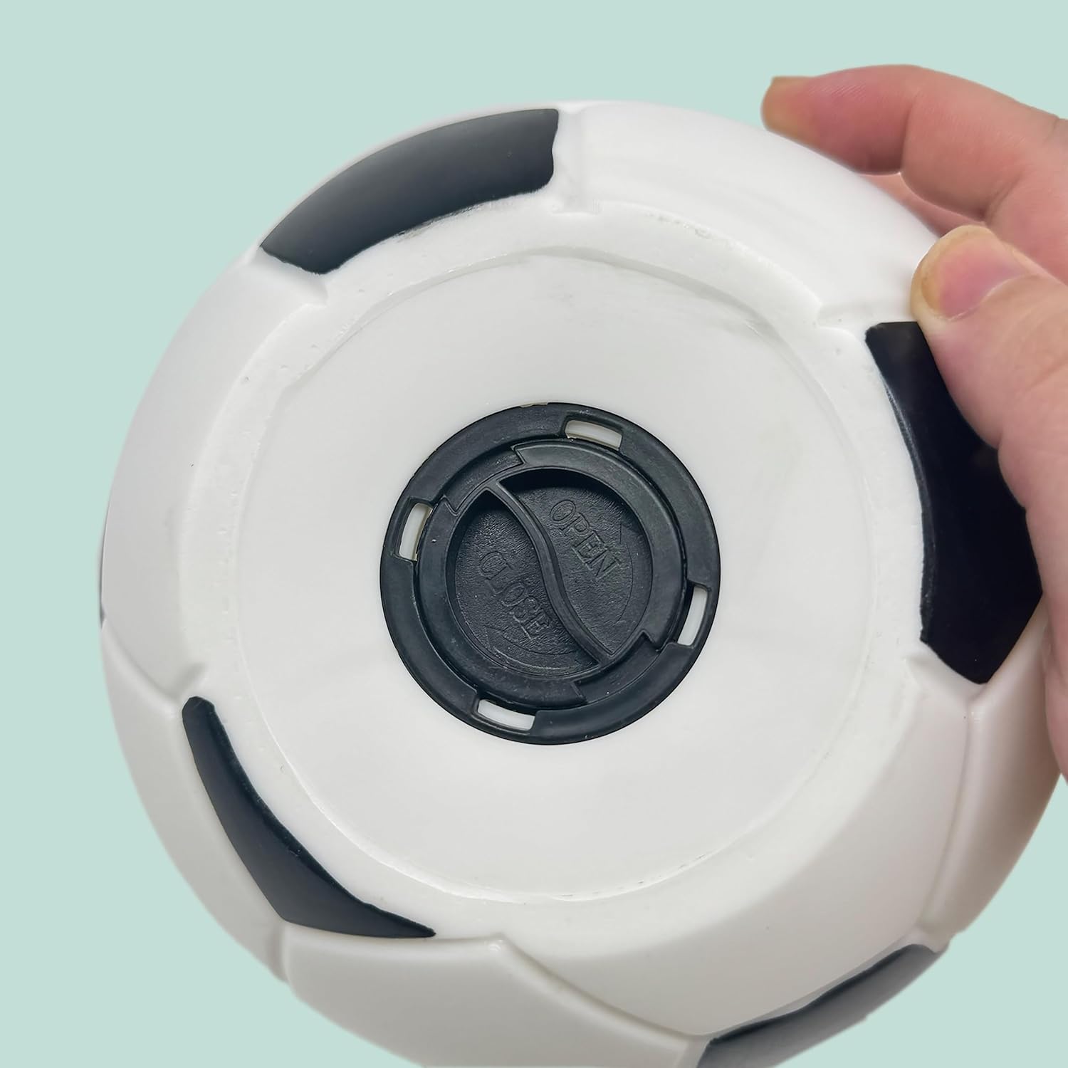 Relaxdays Football Money Box, Diameter 15 cm, Resin Money Box, Twist Lock, Gift Idea for Children and Football Fans, Black/White