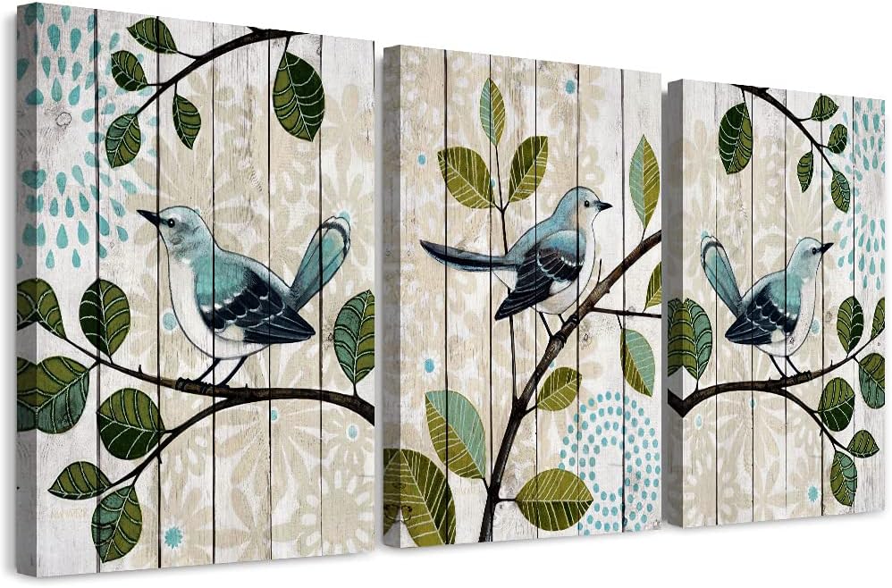 Bird On The Branch 3 Piece Abstract Canvas Wall Art For Living Room Wall Decor For Bedroom Kitchen Decorations Abstract Hang Posters Canvas Prints Artwork Modern Framed Bathroom Home Decoration