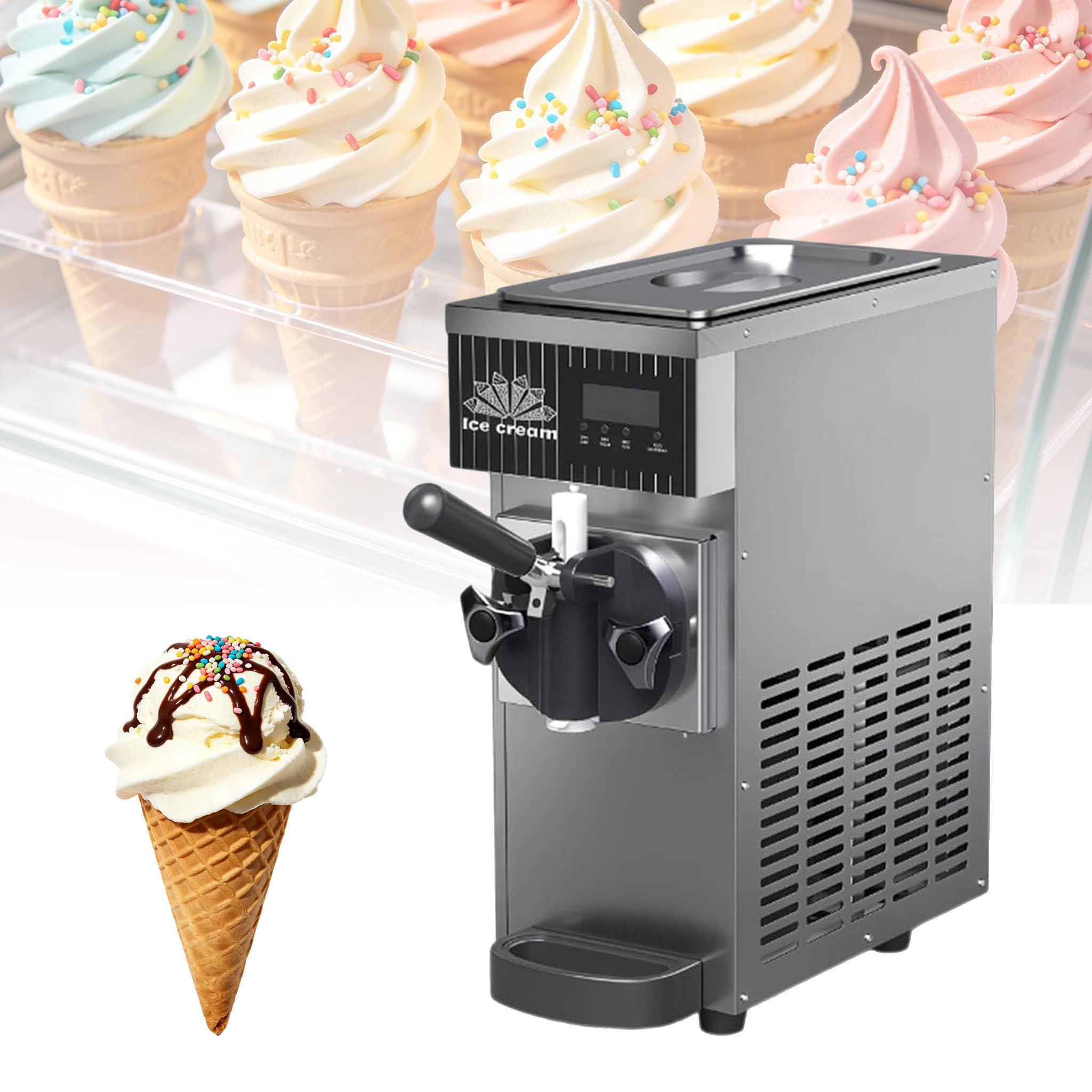 Maszyna do lodów włoskich (typu soft), nablatowa, 750 W Stainless-steel