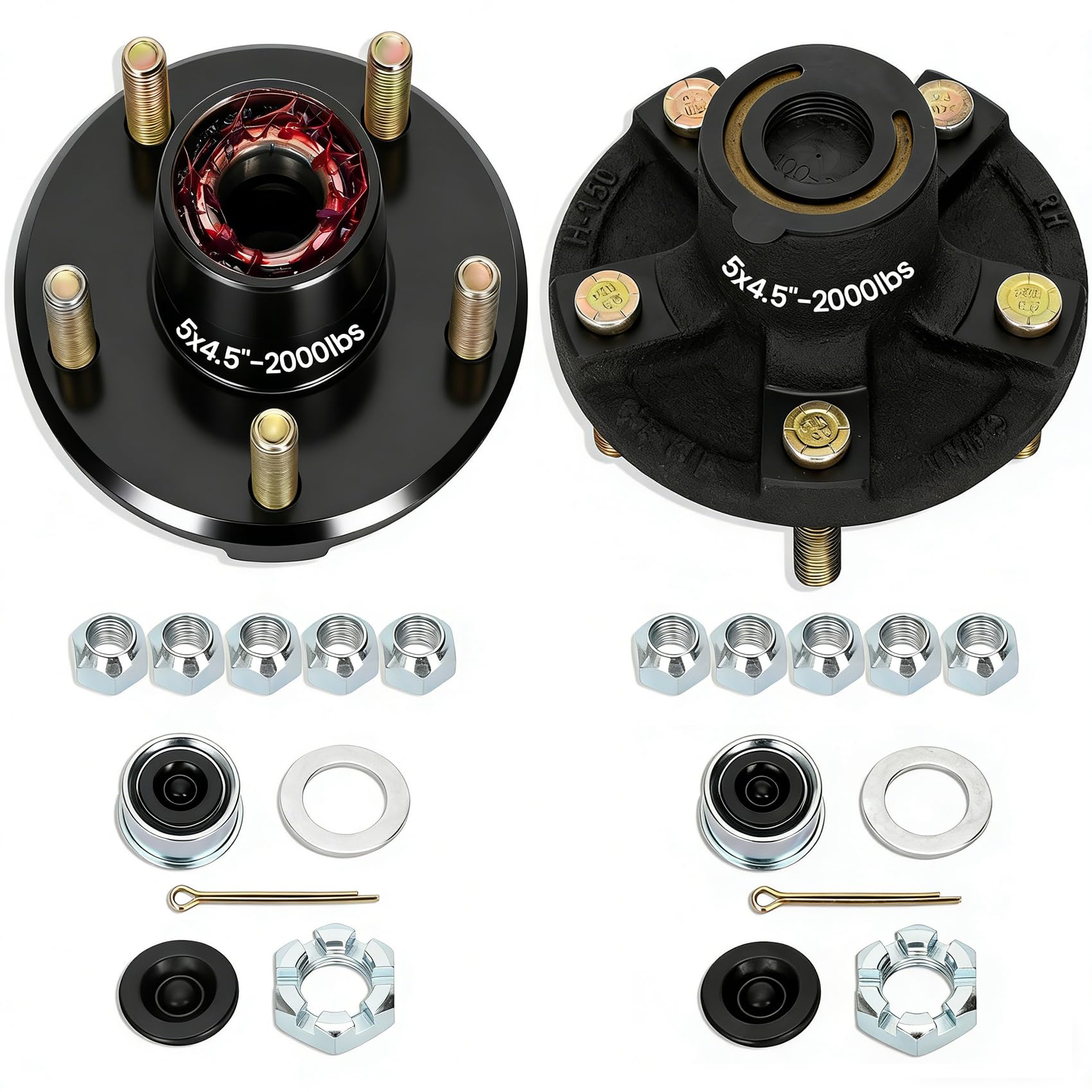 Redants 2 Pack 2000 lbs Trailer Hub Kit 5 on 4.5" - trailer accessories | Mubboo