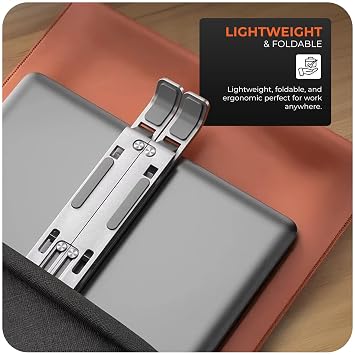 Roe Tenpo Laptop Stand For Desk, 6 Levels Height Adjustable Laptop Riser For Desk, Foldable & Portable, Compatible with MacBook Air/Pro, HP, ASUS, Dell, Most 10-15.6” Laptops/Tablets (Silver)