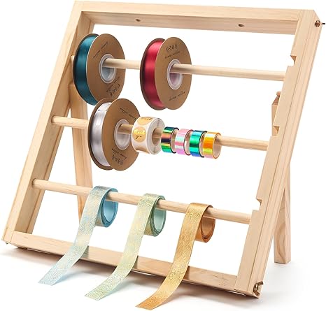 Amazon.com: Aulin Ribbon Storage Organizer Rack - Wooden Ribbon Spool ...