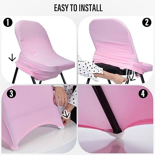 Miniatura 6 de LEBENGURU Fundas para sillas plegables de elastano, 12 fundas elásticas de poliéster mejoradas, protector universal elástico para sillas para bodas,