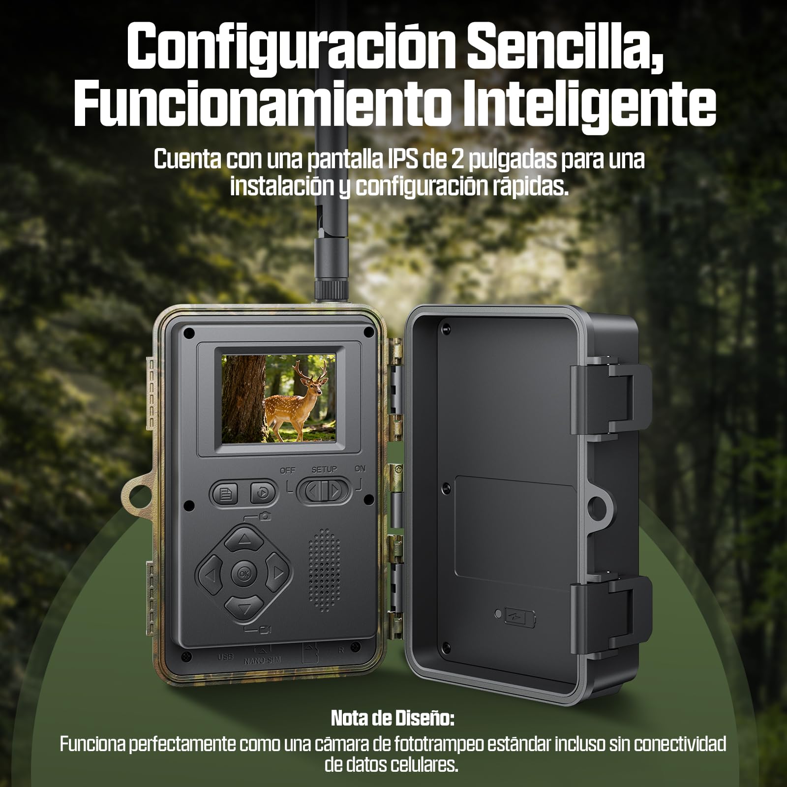 CEYOMUR 4G LTE Cámara de Caza Solar con SIM y TF 64GB, 48MP Cámara Fototrampeo Nocturna con Live View HD, Batería 5200mAh, Alertas al Móvil y Control por App, Detección de Movimiento 0,2s, IP66