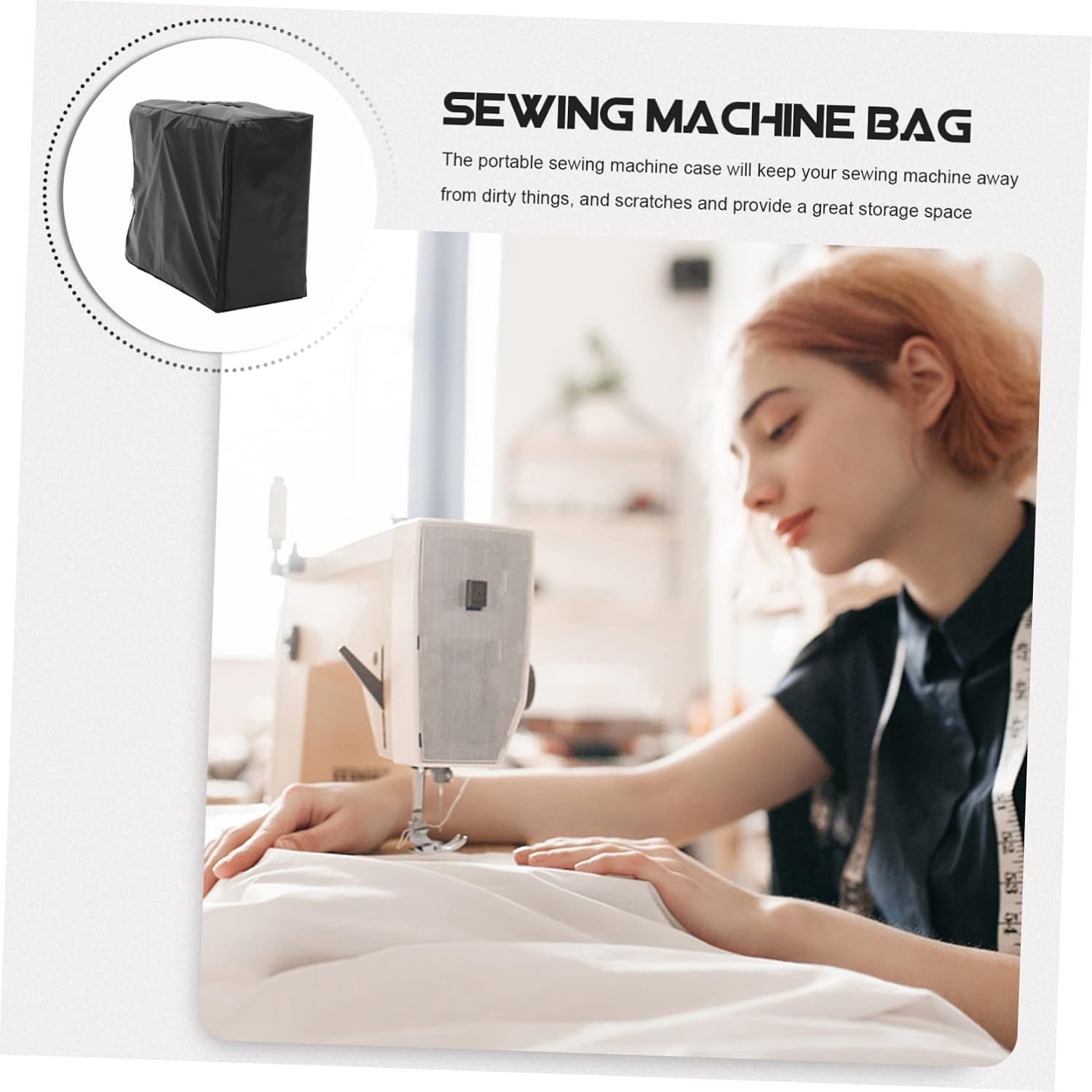 TEHAUX Sewing Machine Cover Portable Protector with Zipper Closure Storage Bag for Household Stitching Machines Convenient Carrying Case