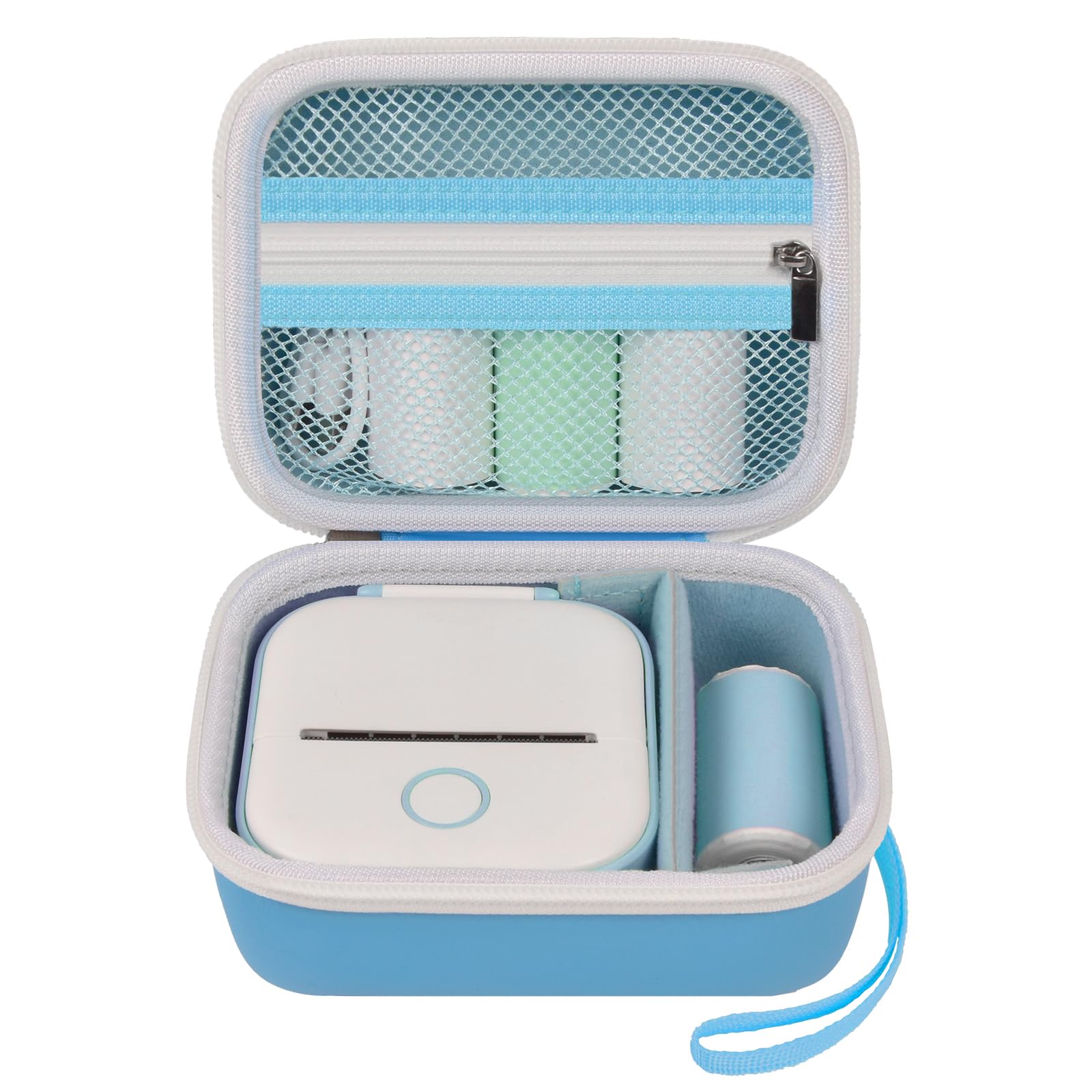 ANKHOH Label Maker Case for Memoking T02/ for Phomemo M02/ M02S/ M02 Pro/ Q30S/ for Nelko PM230/ for Anycash/for Ponek Mini Pocket Printer, Portable Sticker Paper Storage Holder - Box Only (Blue)