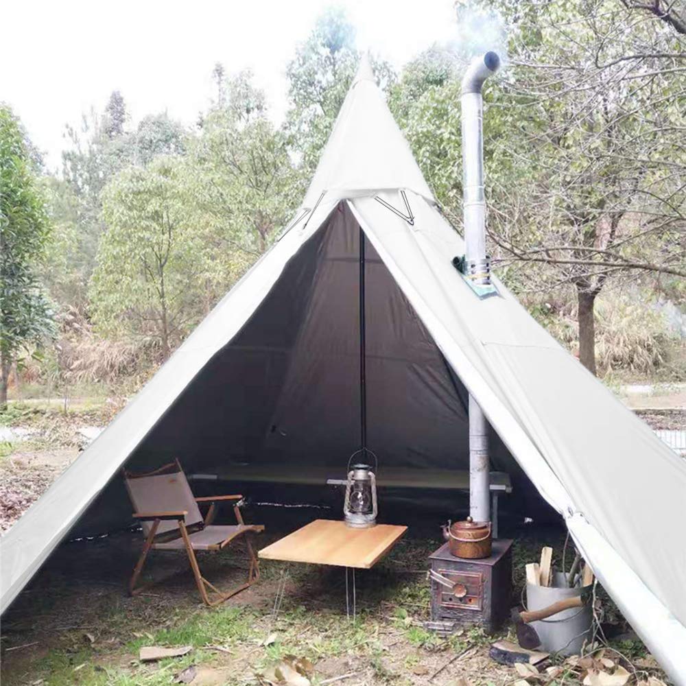 TentHome - Tienda de campaña impermeable para 4 temporadas con agujero de chimenea y tienda interior de campaña para caminatas al aire libre y trekking