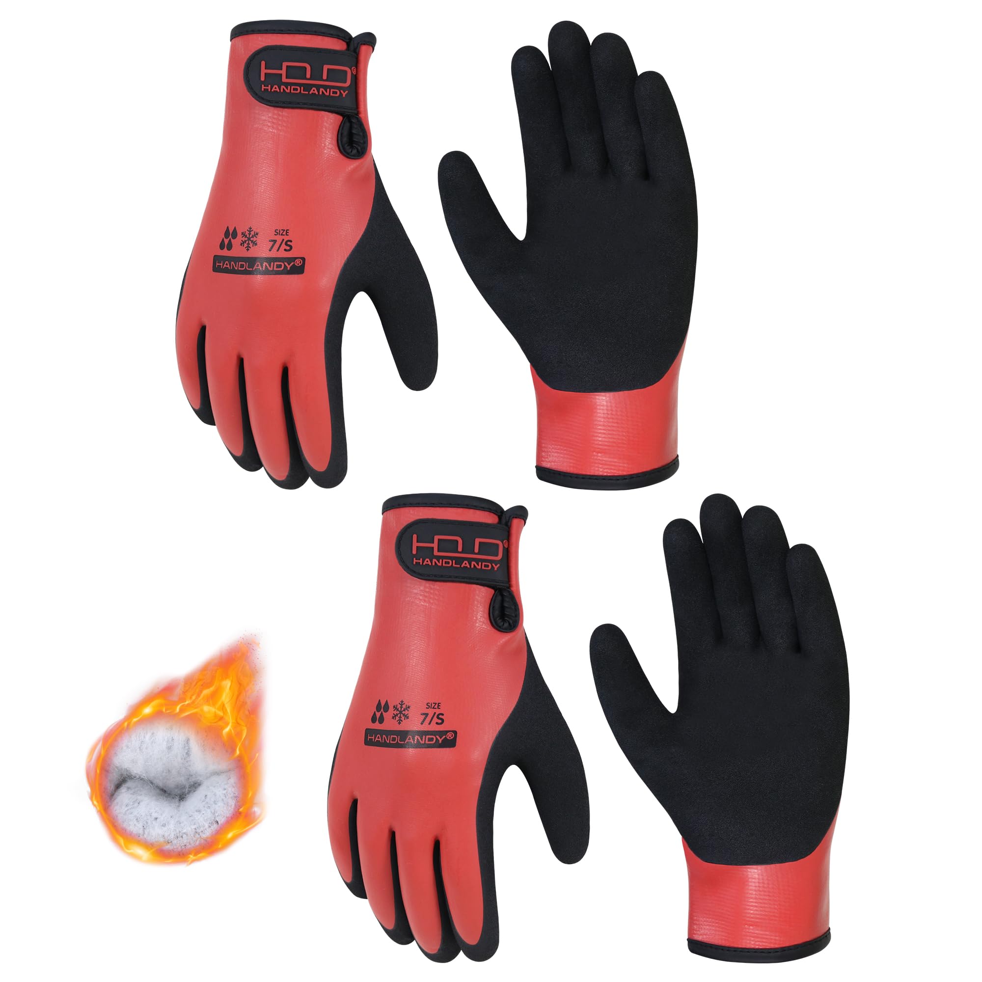 HANDLANDY HLDD 2 Pairs Waterproof Work Gloves for Men and Women, Freezer Work Glove for Cold Weather, Thermal Winter Gloves With Grip