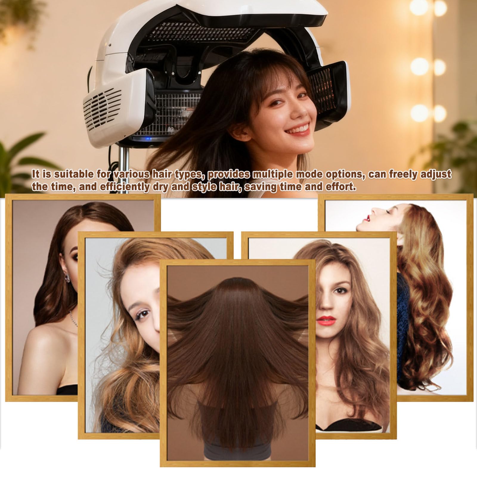 800w Bodenständer Salon Friseur Trockenhaube Haartrockenhaube Heizungsprozessor Haartrockenhaube Mit Standfuß, Für Friseur Färben Dauerwelle Ölbehandlung Professionel Haar Dauerwelle White