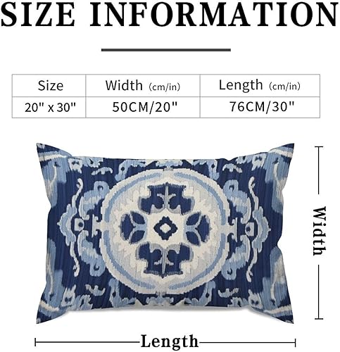 Miniatura 6 de Chinoiserie Ikat - Juego de 2 fundas de almohada lumbar, color azul marino, gris, funda de cojín inspirada en Asia de 20 x 30 pulgadas, decoración