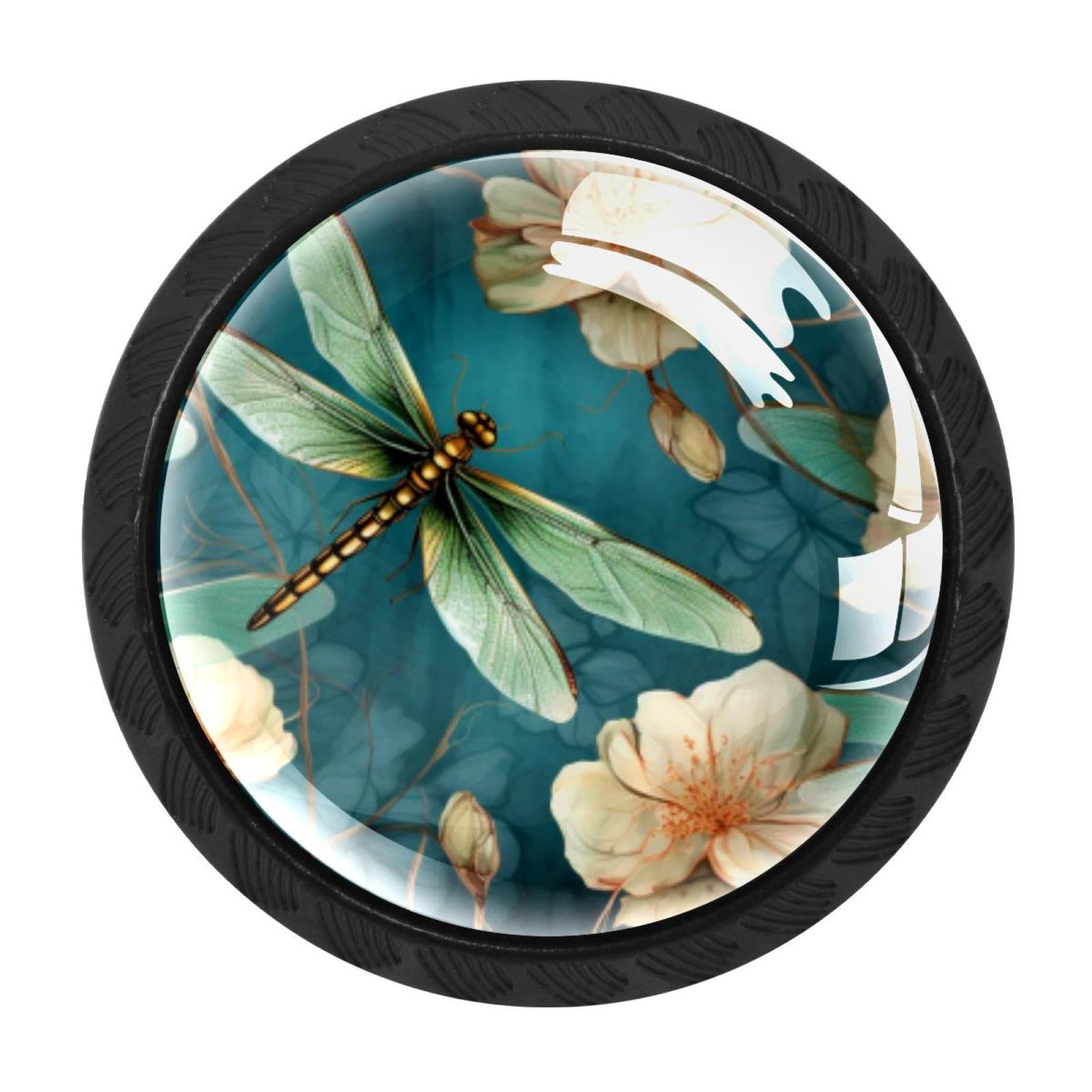 CHENZZZZ Dragonfly Drawer Knobs 4 Pack Crystal Dresser Knobs 35mm Glass Cabinet Knobs for Home Office Bathroom