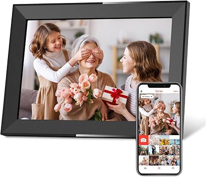 Skyrhyme 10.1 Inch Digital Picture Frame, Frameo WiFi Digital Photo Frame with 16GB Storage, 1280 * 800 IPS Touch Screen, Auto-Rotate Slideshow, Easy to Share Photo/Video via Free App