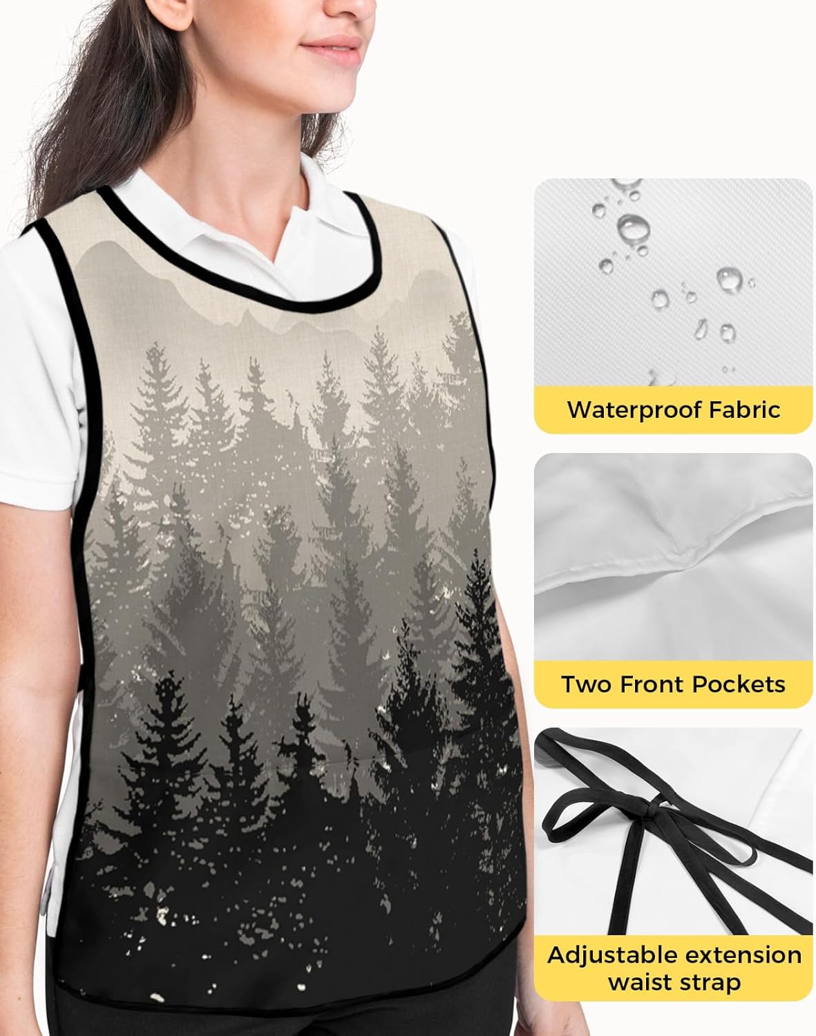 Geometric Cobbler Aprons with 2 Pockets for Women Men, Abstract Middle Century European Rainbow Color