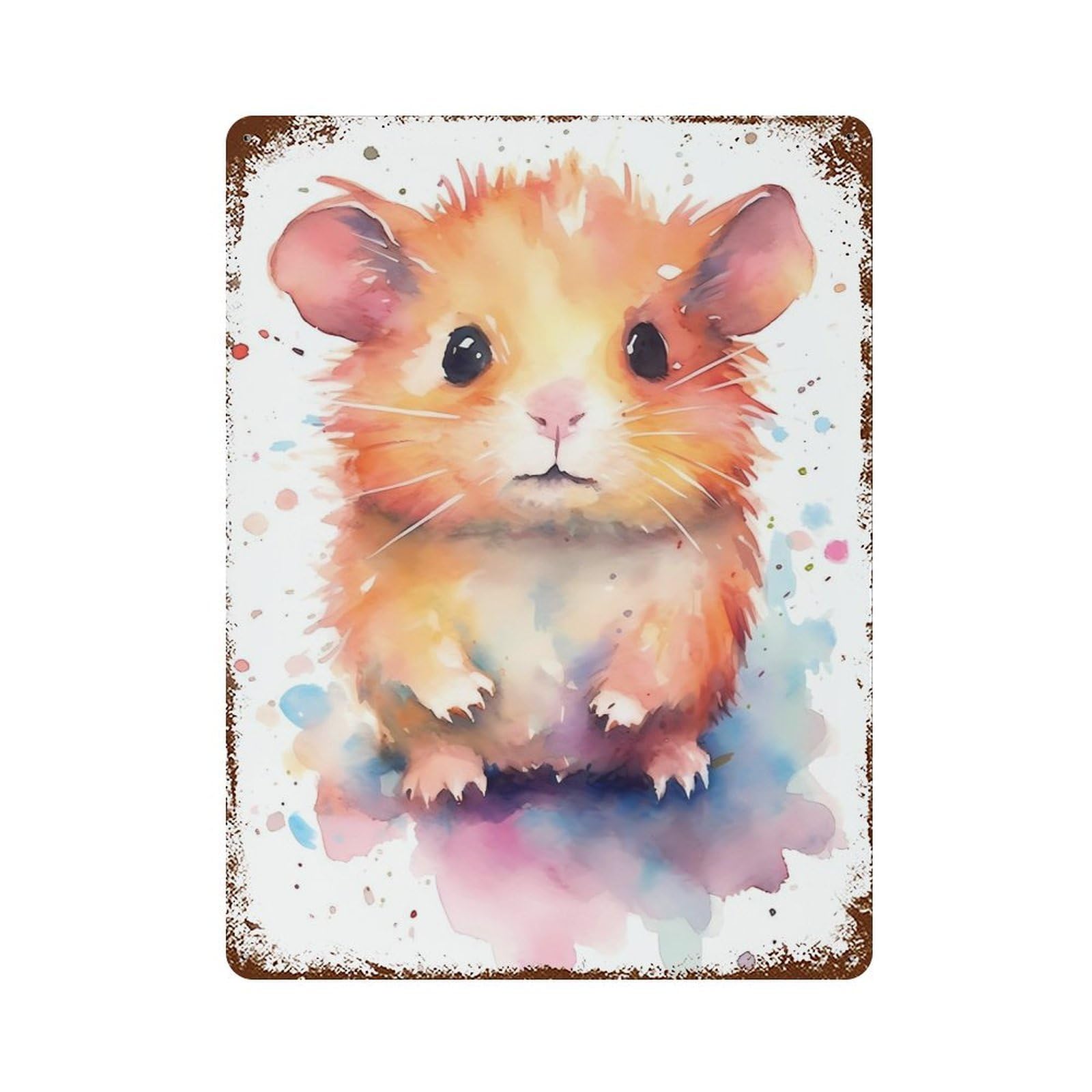Guinea Pig Watercolors Decorative Tin Sign 15.7"x11.8", Old School Wall Decor for Garage, Pub Or Kitchen