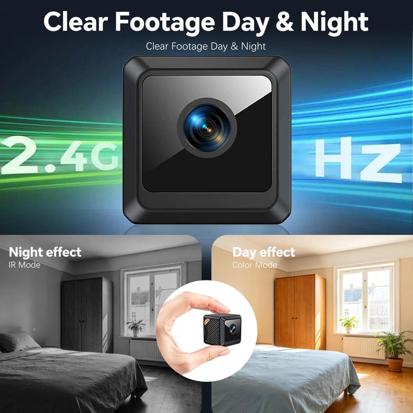 Mini Telecamera,Telecamera Spia Wifi Interno 1080p HD Visione Notturna WiFi Telecamera di Sicurezza Interna Rilevamento di Movimento Controllo Remoto Con App per Casa Bambini Anziani Animali Domestici