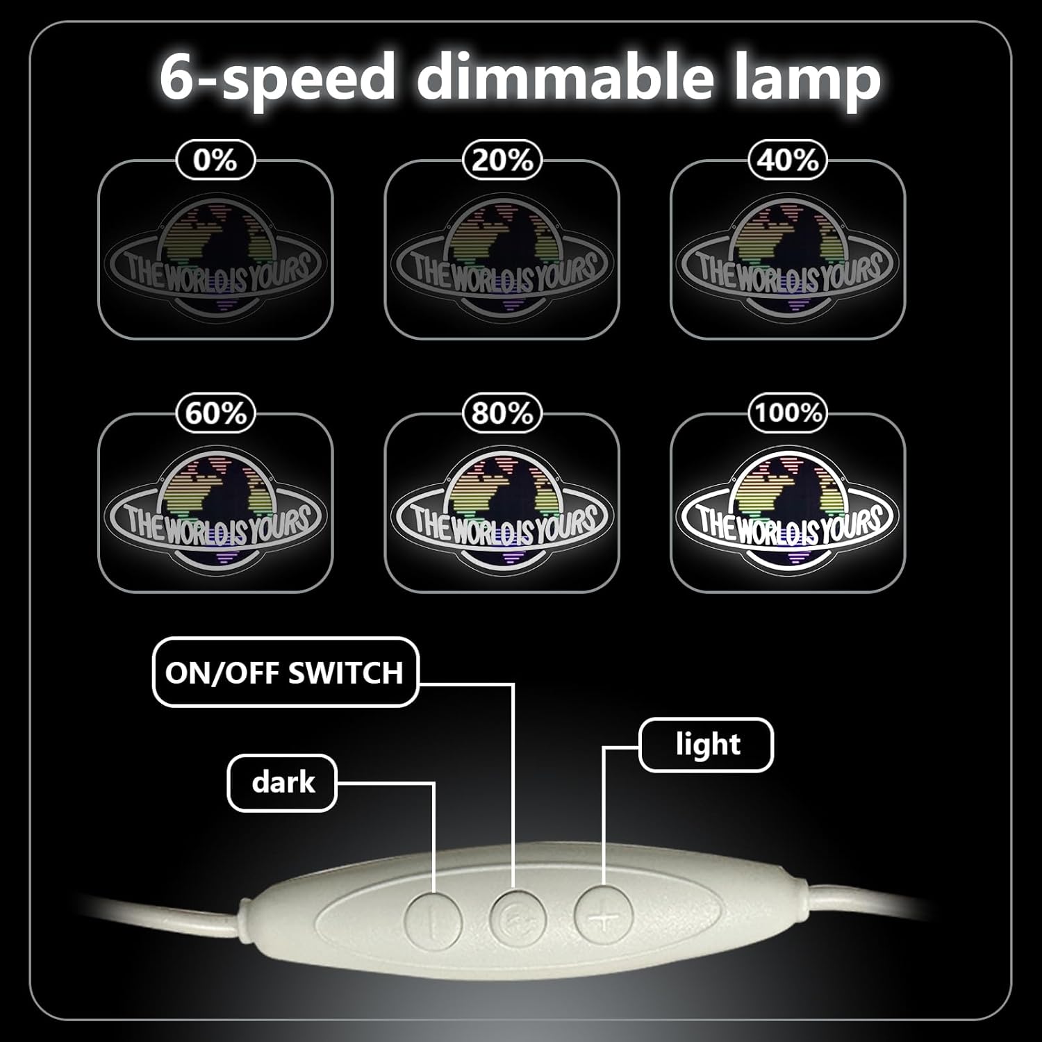 The World is Yours Neon Sign, Led Neon Light Signs for Wall Decor Colorful Planet LED Light up Sign Lamp for Game Room Man Cave Bedroom Bar Birthday Graduation Gift Dimmable USB Powered(16.2"*10.6") - Image 4