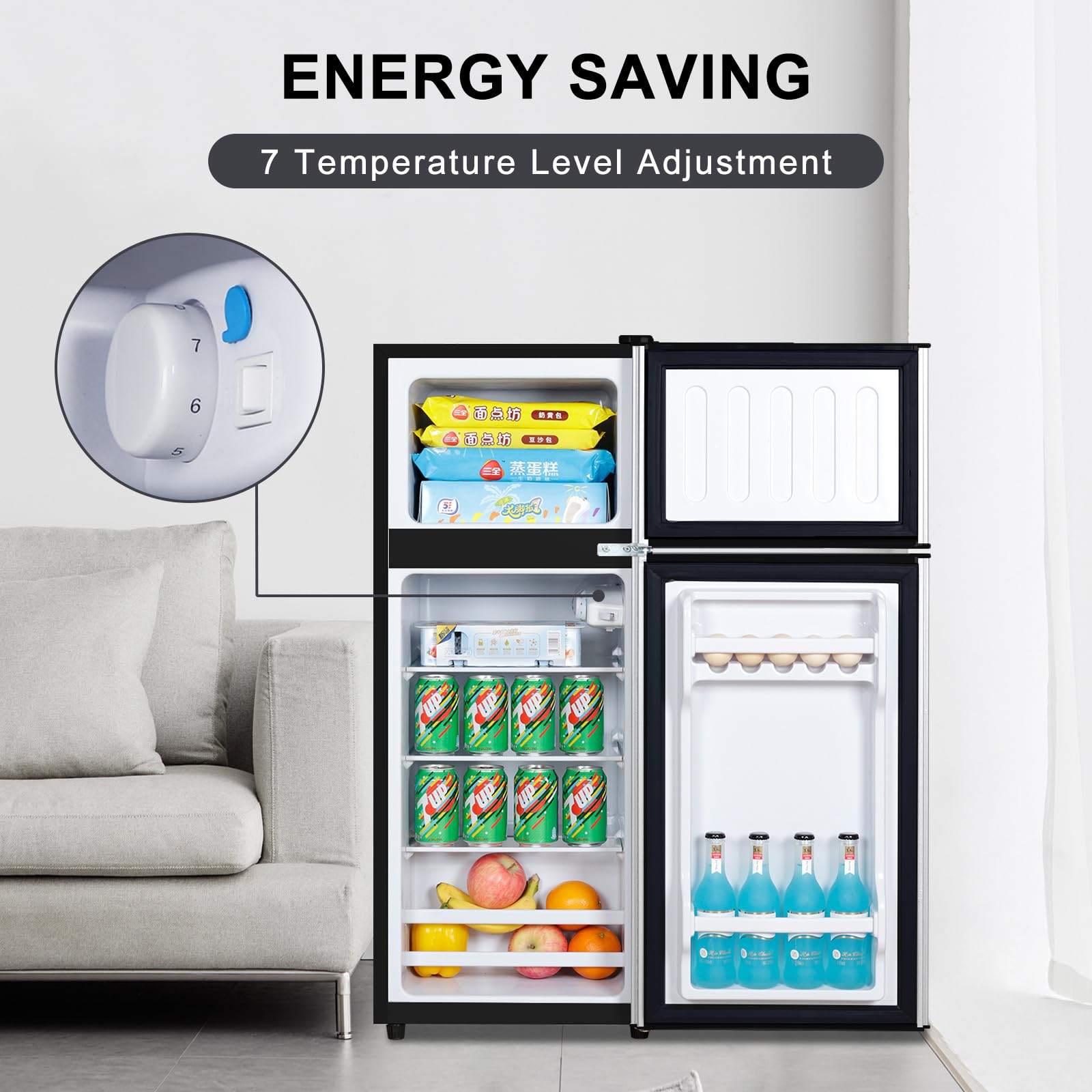 AXUTL Mini Fridge with Freezer Refrigerator Bedroom Dorm Silver 4.0 Cu.ft Compact Small for RV Apartment 2-Door Design on Fridge.com