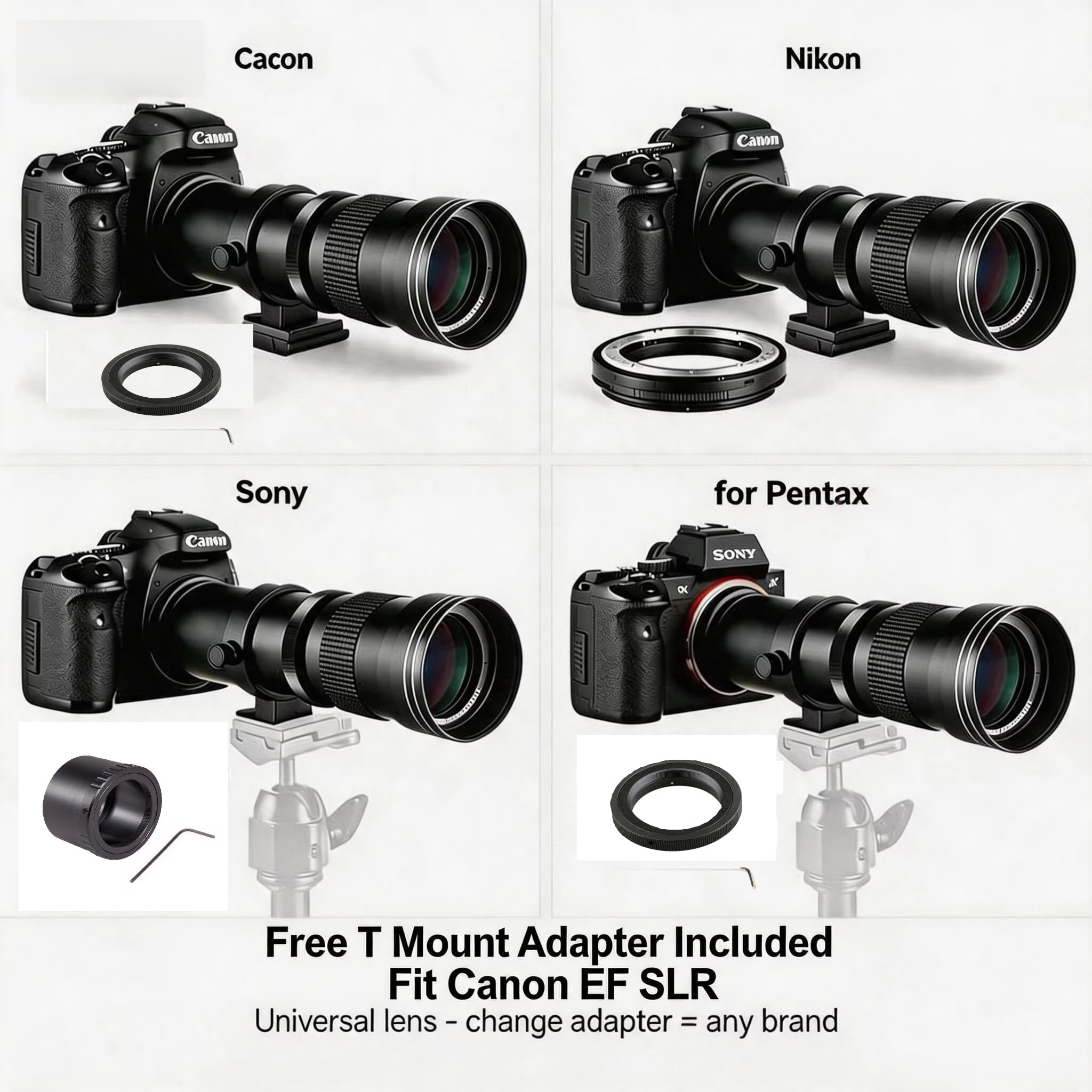 JINTU Teleobjektiv 420-800mm, F Objektiv für Nikon DSLR, Manueller Fokus MF Zoom Objektiv für Nikon D5600 D5100 D5200 D5500 D7100 D7200 D7500 D850 D750 D850 D650 D810 D3000 D3100 D3200 D3500 D90 D80