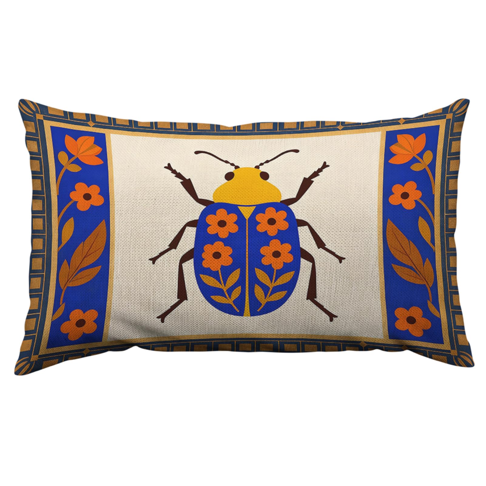 Orythyra Colorful Beetles and Butterflies Throw Pillow Case Cushion Cover Diverse Bugs Linen Pillowcases Pillow Cover Living Room Couch Bed Sofa Car Waist Cushion Cover Farmhouse 30X50 CM