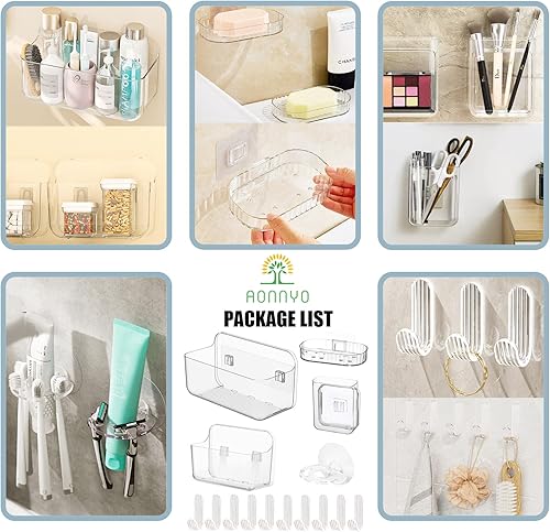 Miniatura 3 de AONNYO Estante de ducha - Organizador de ducha adhesivo para ducha, soporte para champú, estante de ducha de baño para ducha interior, soporte para