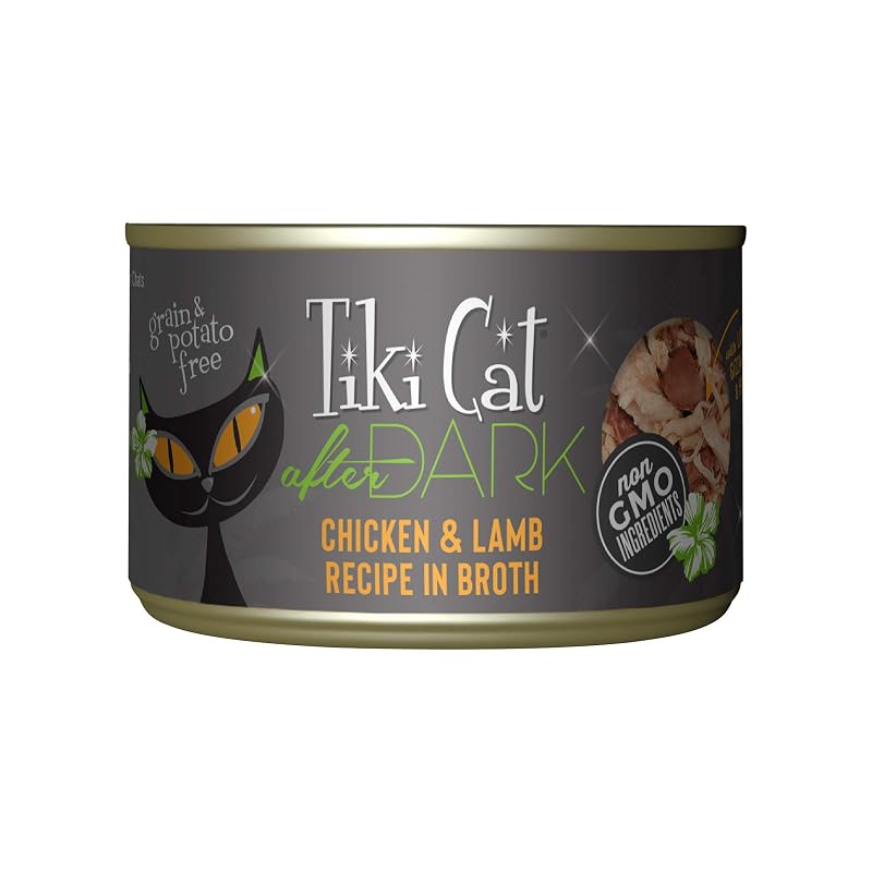 Ração úmida para gatos TIKI PETS After Dark, frango e cordeiro, pacote com 8 latas de 156 g