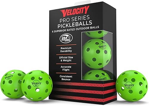 Vista 17 de Pelotas de Pickleball Premium Velocity - Certificadas por USAPA Diseño de 40 agujeros para un rendimiento óptimo al aire libre