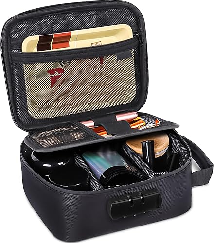 Bolsa a prueba de olores con cerradura de combinación, contenedor grande a prueba de olores con forro de carbón activado y divisores, organizador de