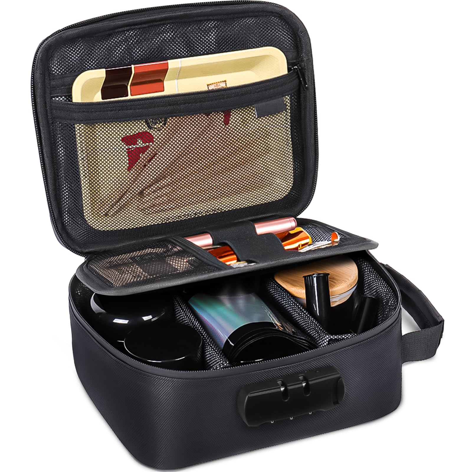 Smell Proof Bag with Combination Lock – Large Smell Proof Container with Activated Carbon Lining & Dividers, Odorless Travel Organizer for Home, Work & Gifts