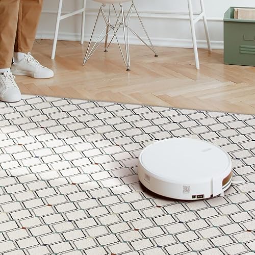 Miniatura 5 de Matace Alfombra bohemia lavable, antideslizante, delgada, de felpilla, ligera, para sala de estar, dormitorio, baño, cocina (5 x 8 pies, crema)