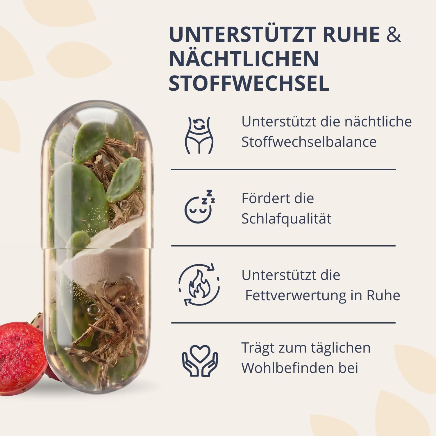 Golden Tree Nighttime Burn – Ballaststoffe Kapseln, 30 Stück | Kaktusfeige, Vitamin B3, Vitamin B6, Baldrianwurzel, L-Carnitin, Koffeinfrei
