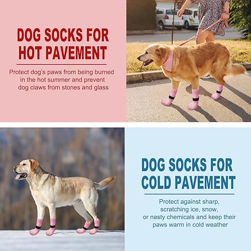 Miniatura 6 de EXPAWLORER - Calcetines antideslizantes para perros, evitan que se laman las patas, para pavimento caliente, pisos de madera, botines para perros
