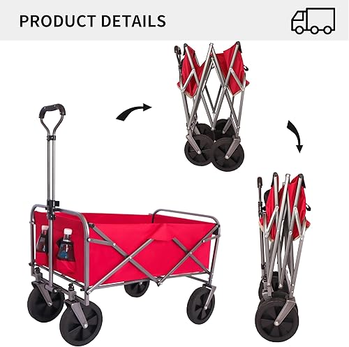 Miniatura 3 de Carro plegable micro multiusos para jardín al aire libre, carrito plegable para acampar, rojo