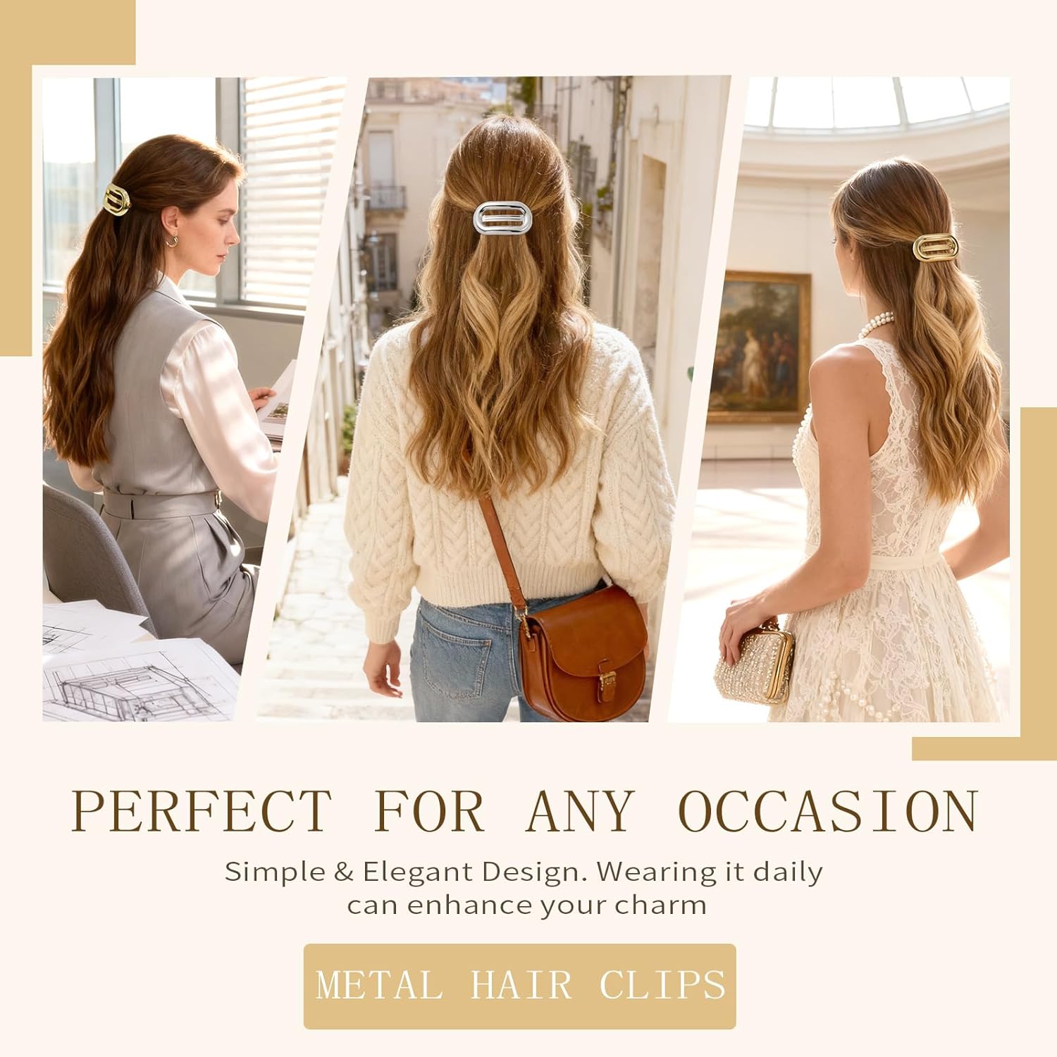 2 PCS Metal Hair Clips for Women, Vintage Gold French Barrette Clip, Stylish Durable & Elegant Metal Hair Clips, Silver Hair Barrettes for Thin Thick Hair, Retro Hair Accessories Valentine's Day Gift - Image 6