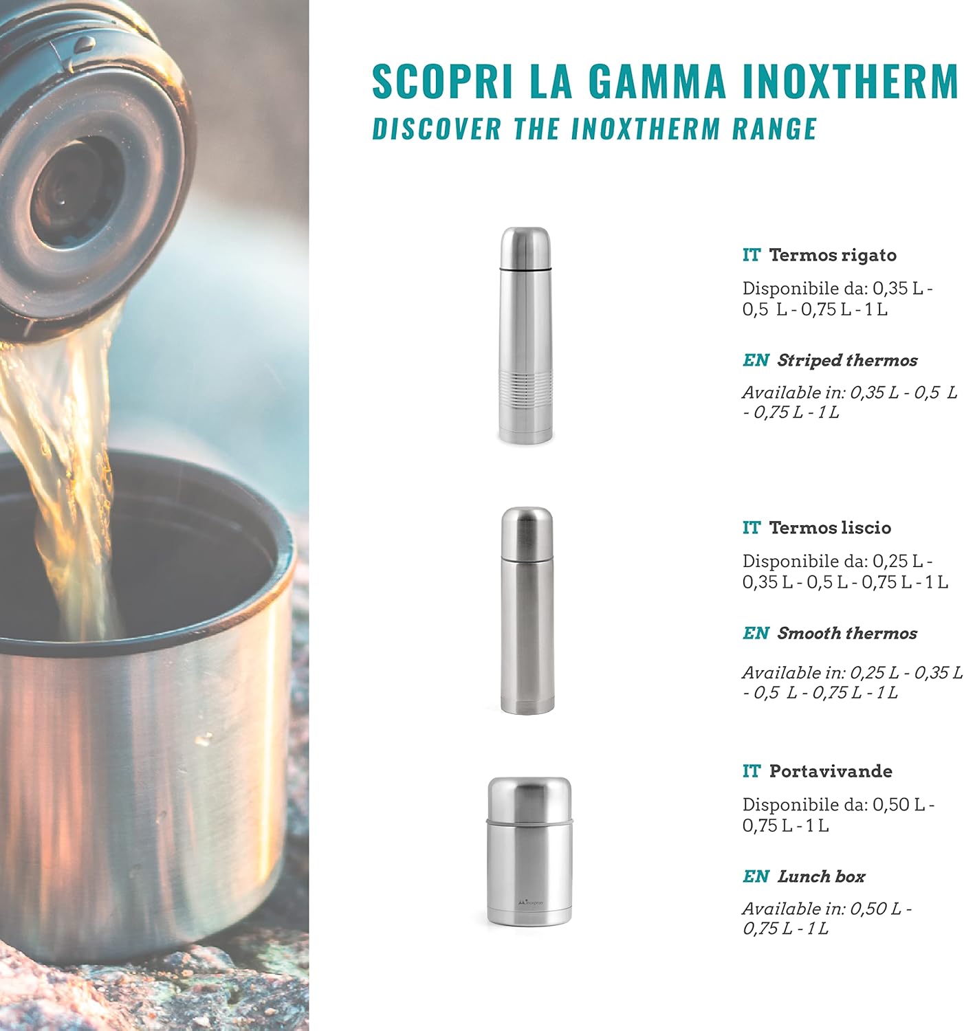 Home Flask Rigato, 1 Litre, Stainless Steel, 9 x 9 x 34 cm