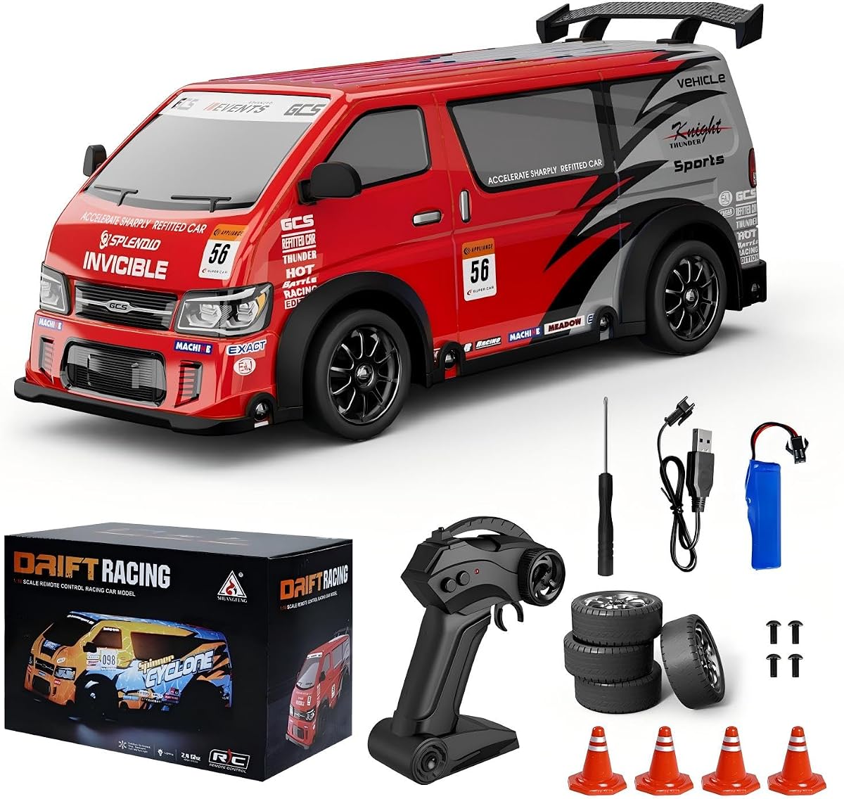 RC Drift Car 1:24 Scale Remote Control Vehicle 25KM/H(Peak) 4WD with Drift, JDM Drift rc Cars with LED Lights USB Rechargeable Battery, rc Cars Boys Toys Gift Back-to-School Season Birthday