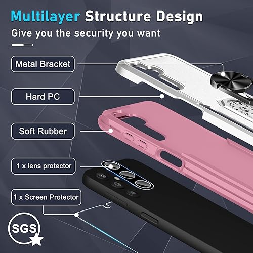 Miniatura 96 de Janmitta Funda compatible con Samsung Galaxy A14 5G con protector de pantalla + protector de lente de cámara, funda resistente de cuerpo completo