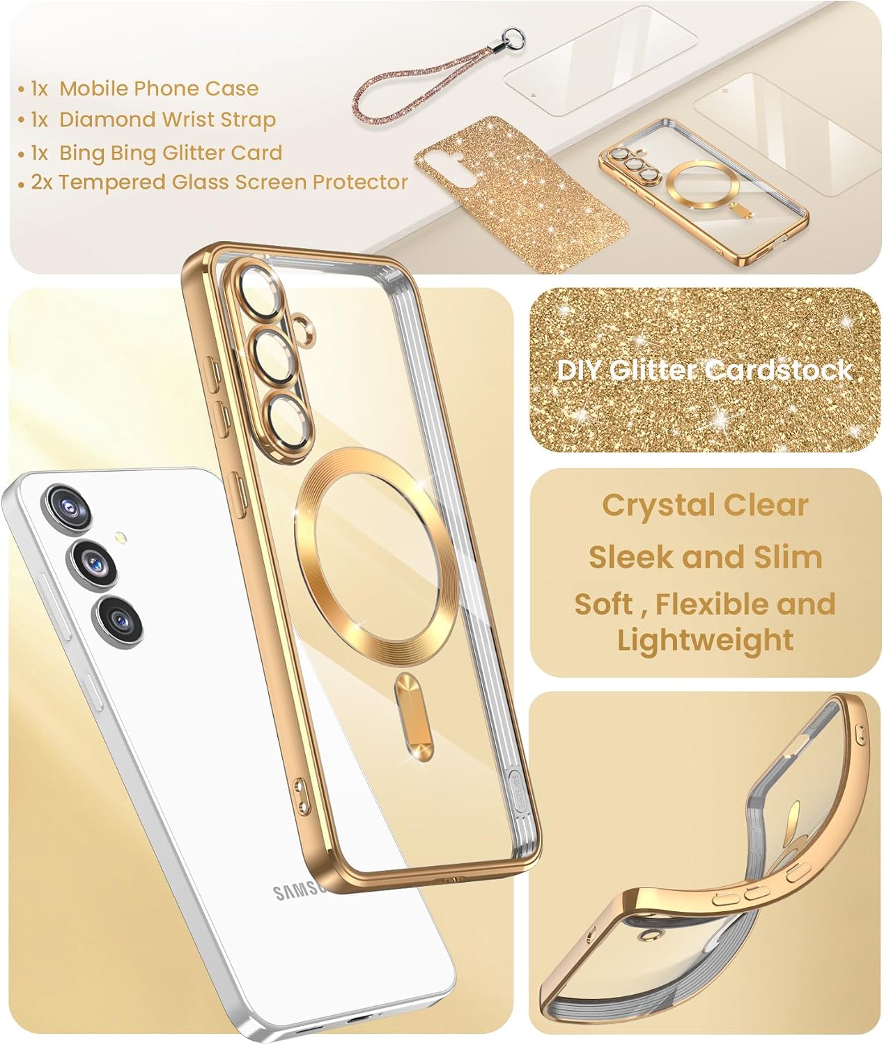 Luxury Plated Gold Magnetic Case for Samsung Galaxy S25 FE-Gold image 5