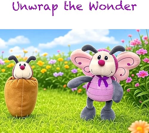 Miniatura 8 de Peluche de mariposa con alas bordadas, suave peluche de insectos con bolsa de capullo, regalo para niñas, niños, bebés, día de San Valentín