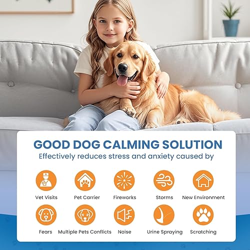 Miniatura 2 de Difusor calmante para perros, 6 en 1, feromonas para cachorros, feromonas relajantes para perros, alivio del estrés, ansiedad, lucha contra