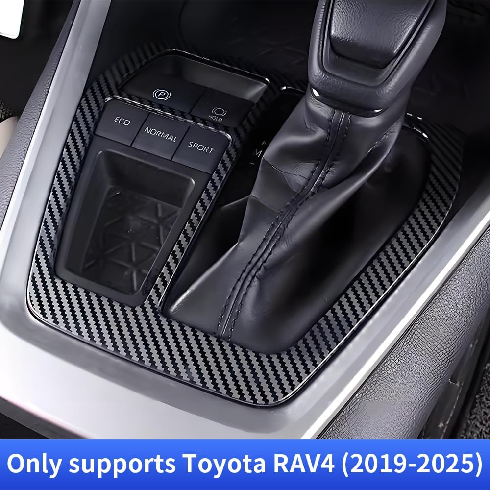 Car Central Control Gear Shift Panel Trim Cover for Toyota RAV4 2019 2020 2021 2022 2023 2024 2025 Auto Interior Decorations Accessories Center Console Protection Frame Carbon Fiber Style Kit