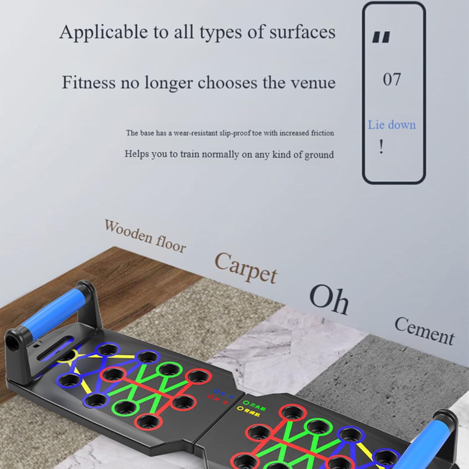プッシュアップ機器 - 調節可能なインテリジェントカウントワークアウトボード ノンスリップハンドル付き | ポータブルワークアウトデ