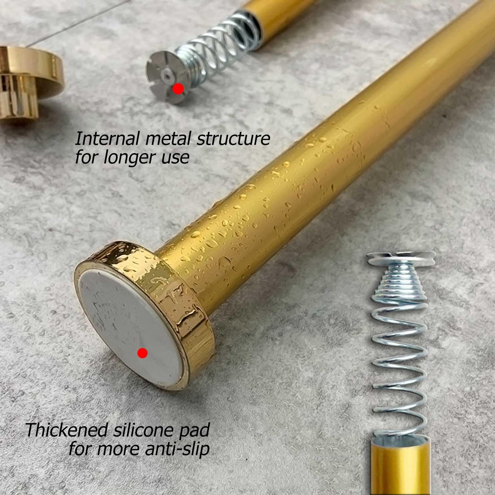 Adjuble - Barra de ducha sin taladrar, resistente al óxido, diámetro de 28 mm, diseño antideslizante para baño, sala de estar, dormitorio (negro, 120-220 cm)