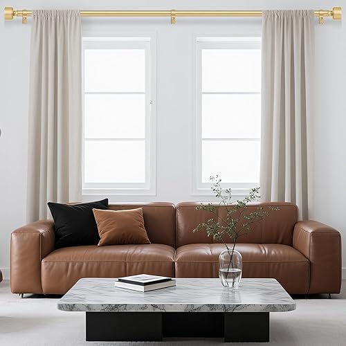 Miniatura 2 de Barras de cortina doradas para ventanas de 28 a 48 pulgadas (2.3-4 pies), barras de cortina de metal noble, barra de cortina resistente de 1 pulgada