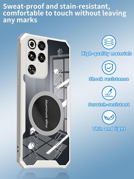 NOUKAJU REDMAGIC 11 Pro 用 ケース 磁気式 保護カバー 放熱性 スマホケース 落下防止 衝撃吸収 全面保護 カバー REDMAGIC 11 Pro+用 保護カバー ホワイト