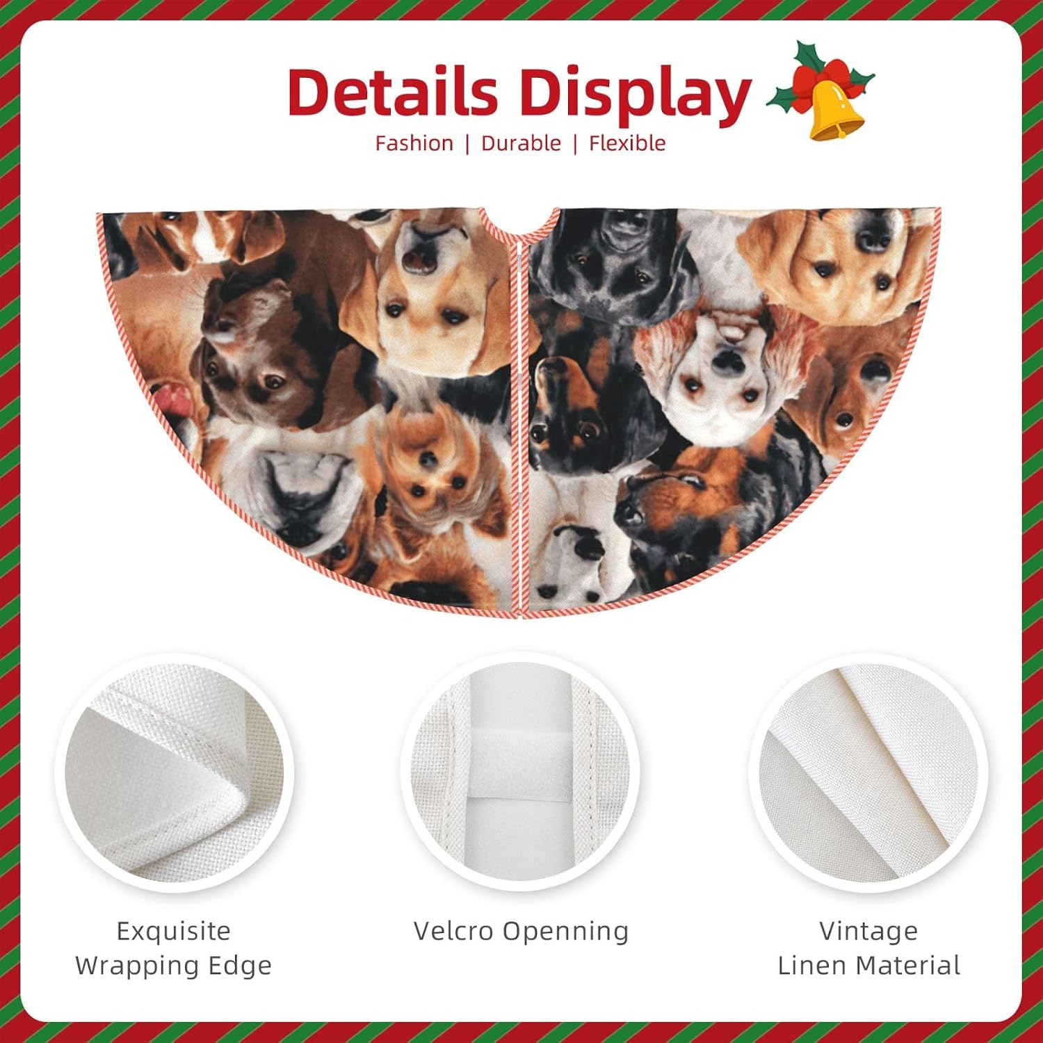 Many Dogs Print Christmas Tree Skirt Xmas Tree mat,Decoration for Xmas Holiday Party Supplies