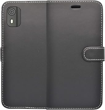 Generic Phone Case For Nokia C02 Wallet Flip PU Leather Stand Card Slot Pouch Phone Cover Compatible With Nokia C02 (Black)