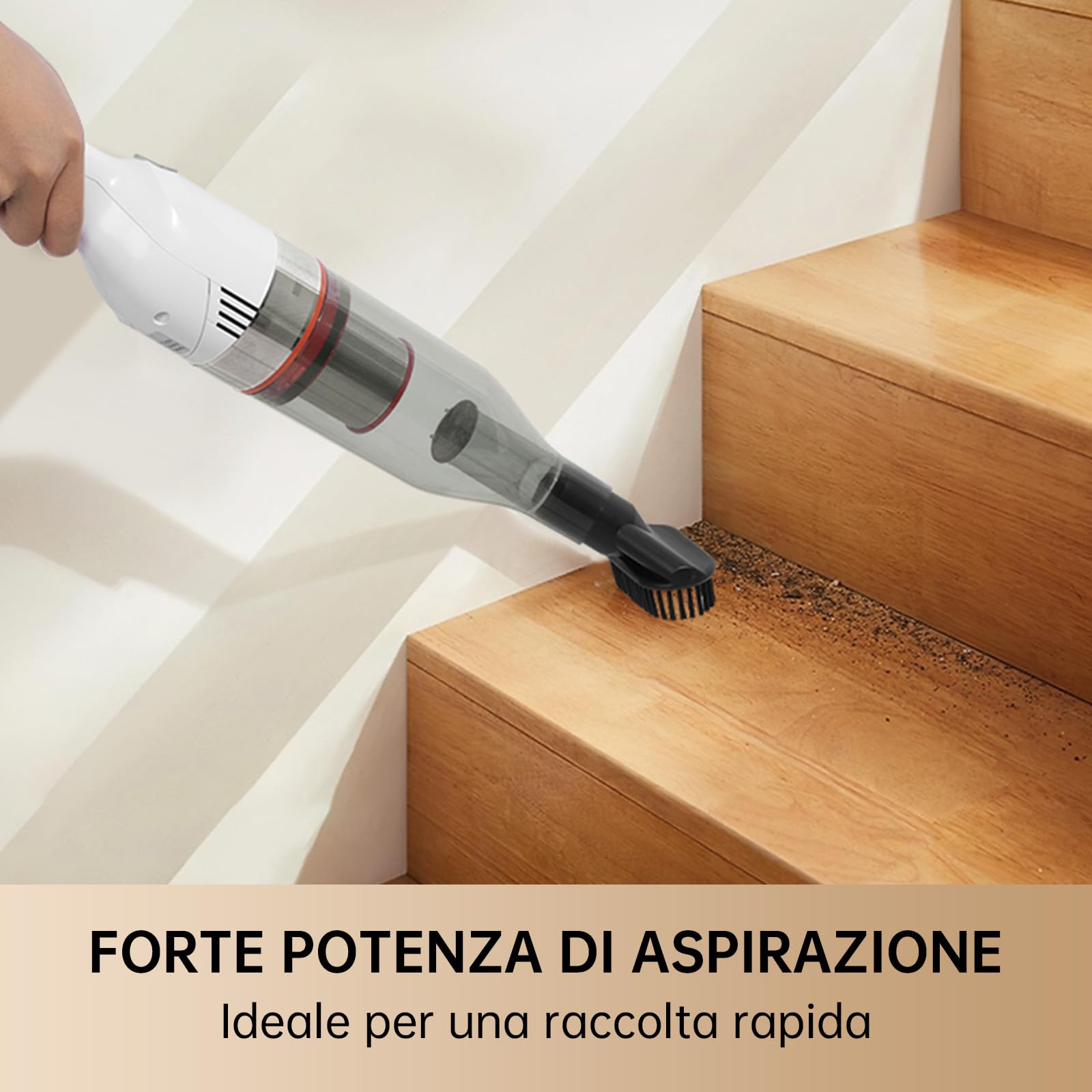 14000Pa Aspirapolvere Senza Fili, 4 in 1 Leggero Palmare Scopa Elettrica Senza Fili, Aspirapolvere Portatile Ideale per Camere da Letto, Terrazze, Persiane, Automobili, Bianco, ESSENTIAL