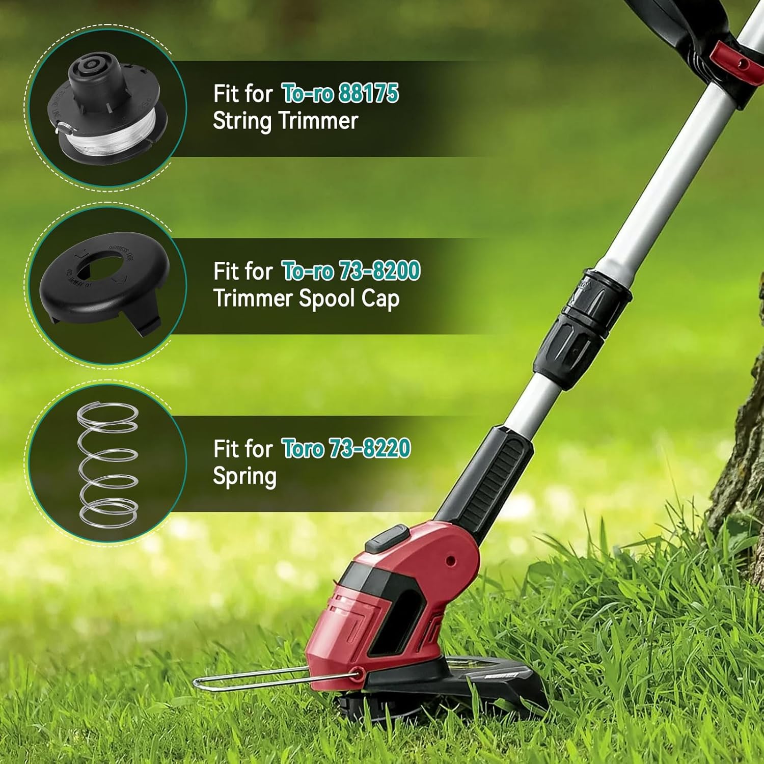 88175 String Trimmer Head Compatible with Toro 51256 5130151302 513035130451305 51307 513085130951324 51326 5133151332, with Spring and Cap (6+2+2)