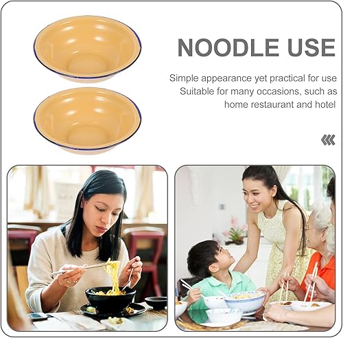 Miniatura 4 de Hemoton 2 unids 7.8 pulgadas Vintage esmalte cuencas engrosadas platos de sopa esmalte práctico vajilla ensalada pasta fruta cena