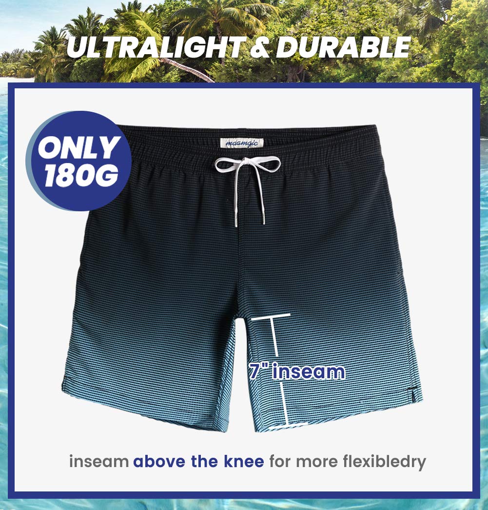 maamgic 7" Bañador Elastico Hombre de Natación Estiramiento de 4 vías Secado Rápido Interior de Malla Traje de Baño Deportivos 4-Way Stretch